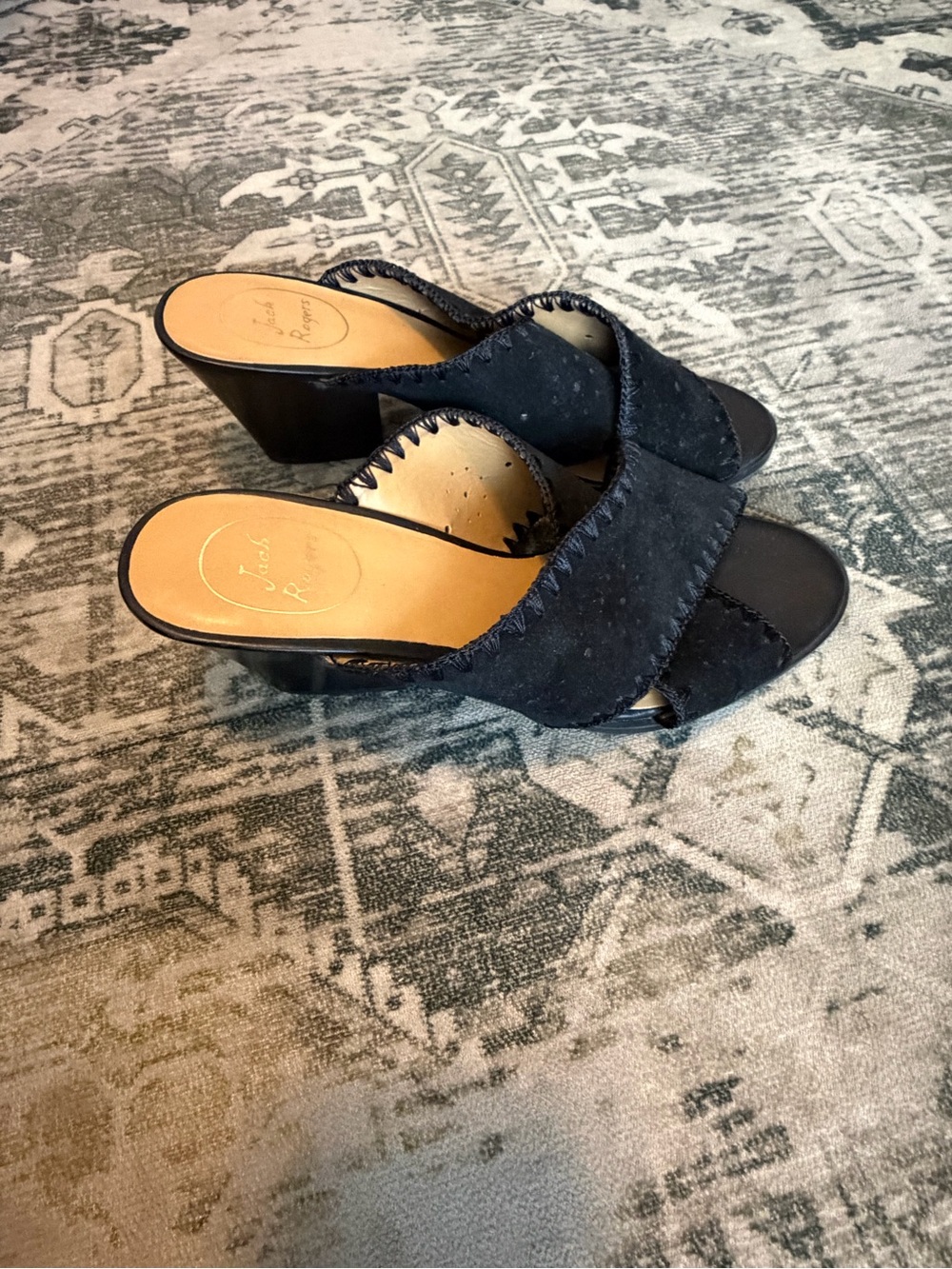 Jack Rogers women’s Blakely suede slide sandals black size 9.5